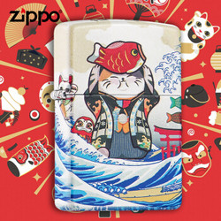 zippo 之宝 打火机 六面彩印 开运纳福招财猫