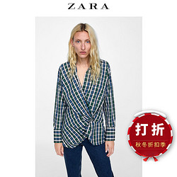 ZARA 04043262330 女装 褶皱装饰格子衬衫