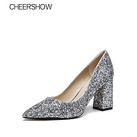 CHEERSHOW CSD1901-D79 女士尖头银色高跟鞋