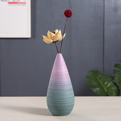 Hoatai Ceramic 华达泰陶瓷 北欧家居手工陶瓷花瓶摆件 紫菱水滴A款+干花