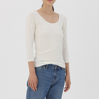 MUJI 无印良品 H7AD235 女式棉混保暖U领八分袖衫