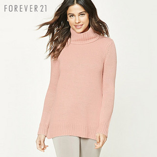 FOREVER 21 简约罗纹高翻领长袖针织衫女