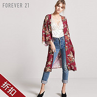 Forever21 长款花朵印花九分袖和式外套女