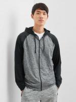 男装|GapFit系列 全开拉链磨毛针织连帽运动卫衣