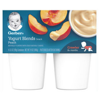嘉宝 Gerber 婴幼儿辅食黄桃味酸奶三段8个月以上99g*4盒/组 *8件