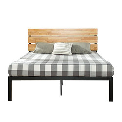 Zinus 际诺思  卧室专用 实木靠板双人铁艺床
