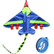 天堂鸟 儿童风筝 1.5米战斗机蓝带彩尾+18轮300线