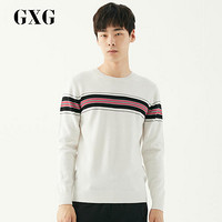 GXG毛衫男装 冬季男士白色青年圆领套头毛衫毛衣针织衫