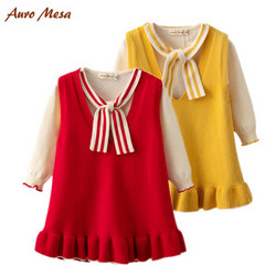 Auro Mesa 女宝宝针织套头衫无袖连衣裙两件套