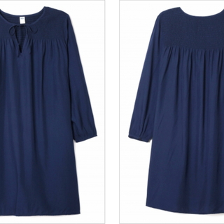 OLD NAVY 半开领九分袖宽松腰连衣裙000820721 黑色 M  