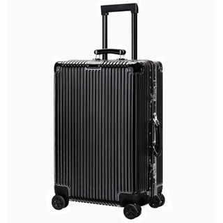 爱登堡铝框拉杆箱行李箱男女旅行箱20/24英寸密码箱子登机箱万向轮箱包 黑色DX955001-20B