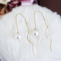 Pearlyuumi  AKOYA珍珠 7.5-8mm 18K金 几何螺旋设计珍珠耳环 