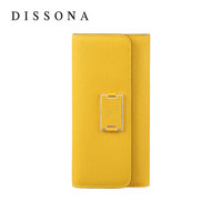 DISSONA 迪桑娜 8162CD1310Y00Y00F 女长款多卡位搭扣零钱包 (190mm*95mm、黄色)