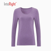 InteRight 女士麻纱圆领打底衫 (L码、麻紫色)