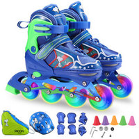 史努比 SNOOPY 溜冰鞋儿童男女全套装可调节八轮全闪直排轮滑鞋M码蓝色BH705