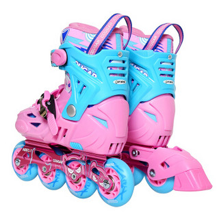 美洲狮（COUGAR ）儿童套装轮滑鞋平花休闲两用溜冰鞋 MZS303公主粉 M码