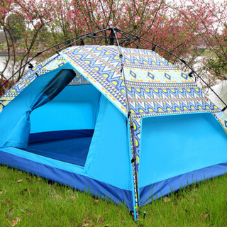 喜马拉雅 全自动速开帐篷户外3-4人 野外露营休闲沙滩遮阳印花双层帐篷