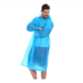 先锋连 成人雨衣半透明磨砂时尚雨衣非一次性雨衣男女士长款带帽徒步成人雨披加厚蓝色