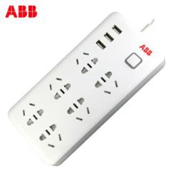 ABB 排插六位五孔带3USB 带总控带灯线长183cm插线板