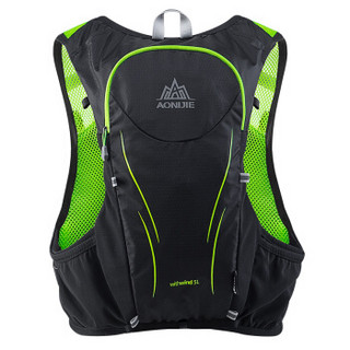 奥尼捷（AONIJIE）越野跑步背包运动水壶水袋包户外骑行登山双肩包5L 黑配绿L/XL