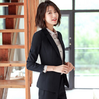俞兆林 2019职业装套装女西装套装外套+裤子两件套 YWXF188358 黑色 XL