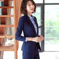 俞兆林 2019职业装套装女西装套装外套+裤子两件套 YWXF188358 蓝色 M