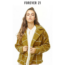 Forever21 LOV女士网格印花仿羊毛大衣