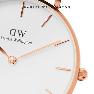 Daniel Wellington Classic petite&leather strap RG 女士手表 (不锈钢、圆形、白色)