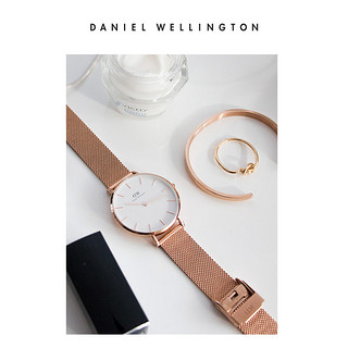 Daniel Wellington Classic petite&leather strap RG 女士手表 (不锈钢、圆形、白色)