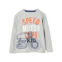 法国进口 vertbaudet 春秋新品男童长袖T恤灰色印花4-14岁 *3件