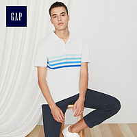 Gap男装条纹短袖Polo衫夏季440726 2019新款翻领上衣男士美式T恤
