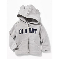 OLD NAVY 婴儿徽标图案熊耳造型连帽卫衣