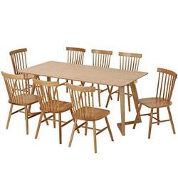 百伽 现代简约全实木餐桌椅组合进口白橡木餐厅家用一桌八椅 1.8米M型腿餐桌 8把温莎椅