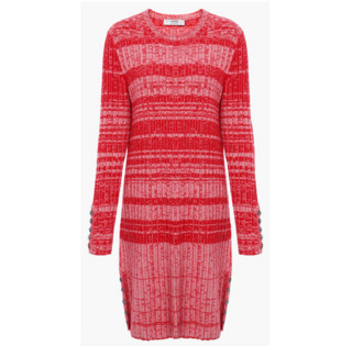 ERDOS 鄂尔多斯 女小山羊绒圆领抽条针织连衣裙V1822CP105红白 95 (红白、95)