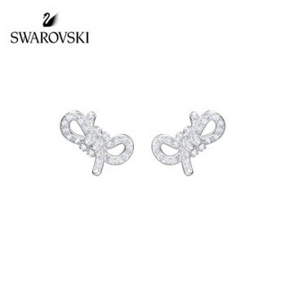 SWAROVSKI 施华洛世奇 Lifelong Bow  永恒蝴蝶结 时尚简约精致百搭女耳环 镀白金色 女友礼物  5447080