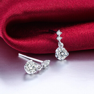 鸣钻国际 琵琶 PT950铂金钻石耳钉 白金耳环订婚结婚耳饰 生日礼物 ZSE023