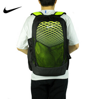 耐克（NIKE）休闲运动包 气垫书包 电脑双肩背包 BA5479-010 黑色配荧光绿色