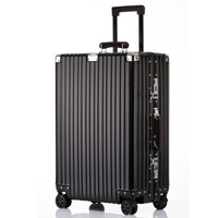 旅行之家 (Travelhouse)全铝镁合金复古铝框拉杆箱女万向轮行李箱女T1858 黑色 26英寸