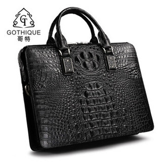 哥特（Gothique）鳄鱼皮手提包公文包商务男士单肩包GT8195黑色