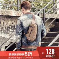 迪德DiDe 胸包男包复古风背包多功能旅行单肩斜挎包 DQ797卡其色