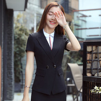 俞兆林 2019新款ol职业装女修身时尚短袖西装YWXF1833010黑色西装M