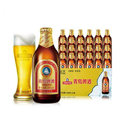 青岛啤酒（TSINGTAO) 小棕金 11度 296ml*24瓶 瓶装 整箱装 国产啤酒