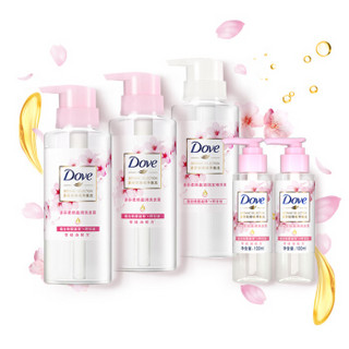 Dove 多芬 柔顺盈润花心瓶洗护套装（洗发露280ml*2+精华素280ml+100ml*2）