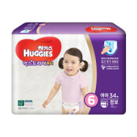 好奇(Huggies)超干爽成长裤 特大号拉拉裤 学步裤 XXL34片 17kg以上 秒吸舒爽 12小时 女宝（韩国进口） *3件