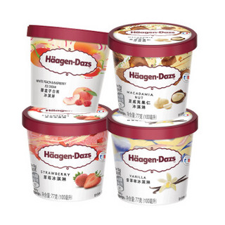 哈根达斯(Haagen-Dazs) 冰淇淋组合（白桃+夏威夷果+香草+草莓） 400ml/组