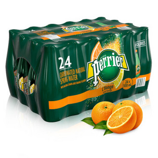 京东海外直采 法国原装进口 巴黎水（Perrier）含气天然矿泉水 橘子味气泡水500ml*24瓶 整箱