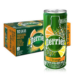 perrier 巴黎水 气泡矿泉水 橘子味 罐装 整箱装 250ml*30罐 *3件