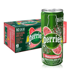 Perrier巴黎水西瓜味气泡水 天然矿泉水 250ml*30罐整箱装 *3件