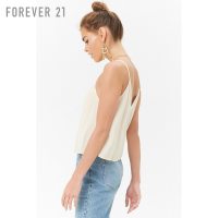 Forever21女装上衣吊带背心时尚纯色V领纽扣宽松吊带上衣T恤女