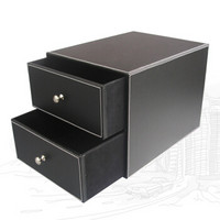 悦利(Richblue) 多功能收纳箱 木质收纳盒 收纳用品 黑色双抽屉A286